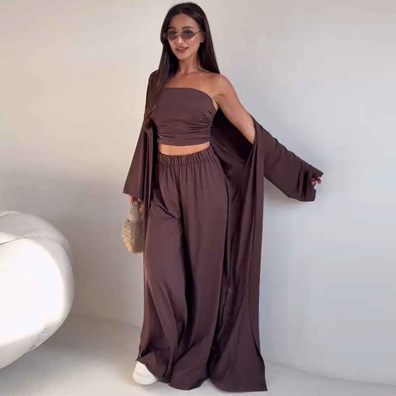 Pipe Bending Spring - Pants Sets Women Solid Color Loose