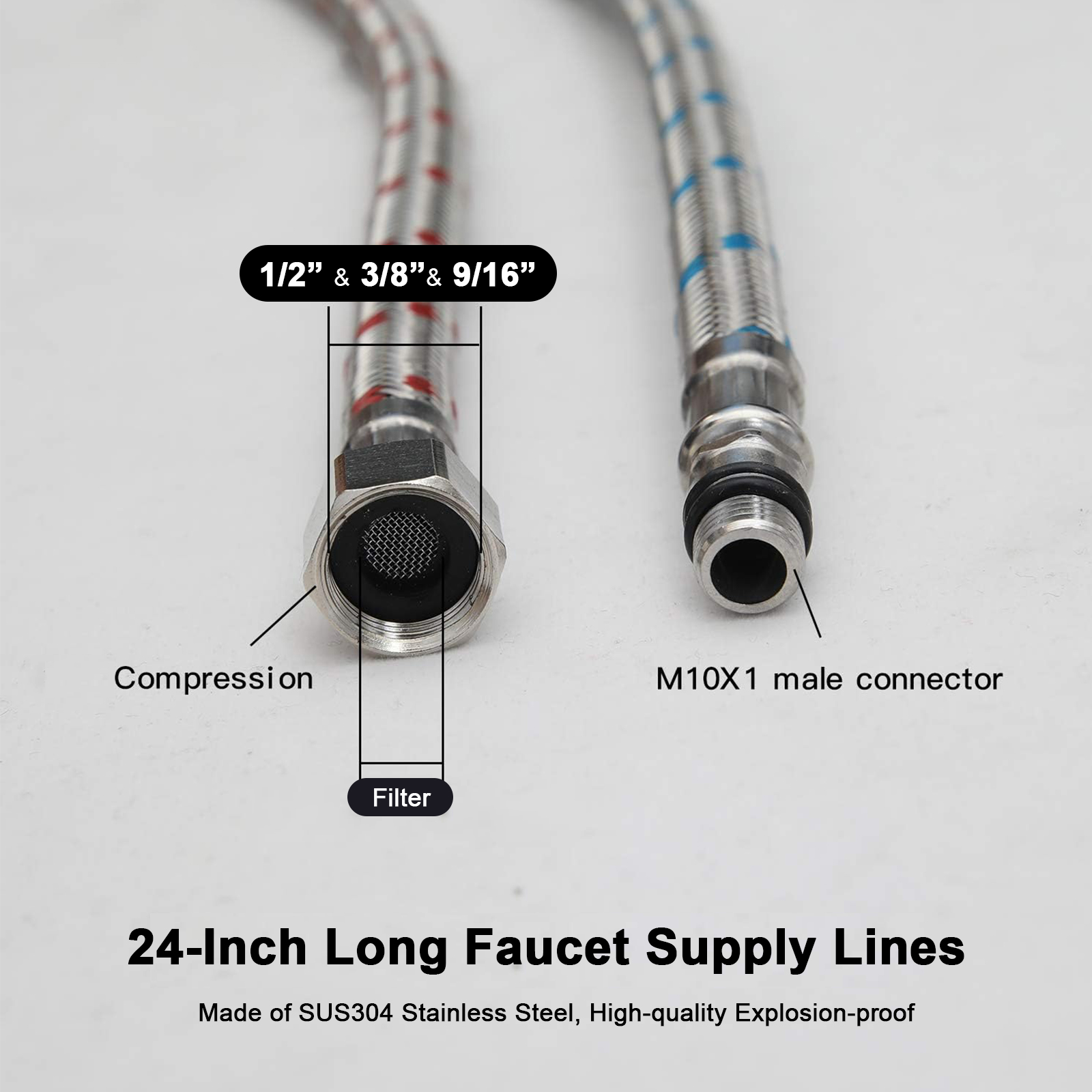 2 Piece 24-Inch Long Faucet Co - Flexible Hose Braided recensie en prijs