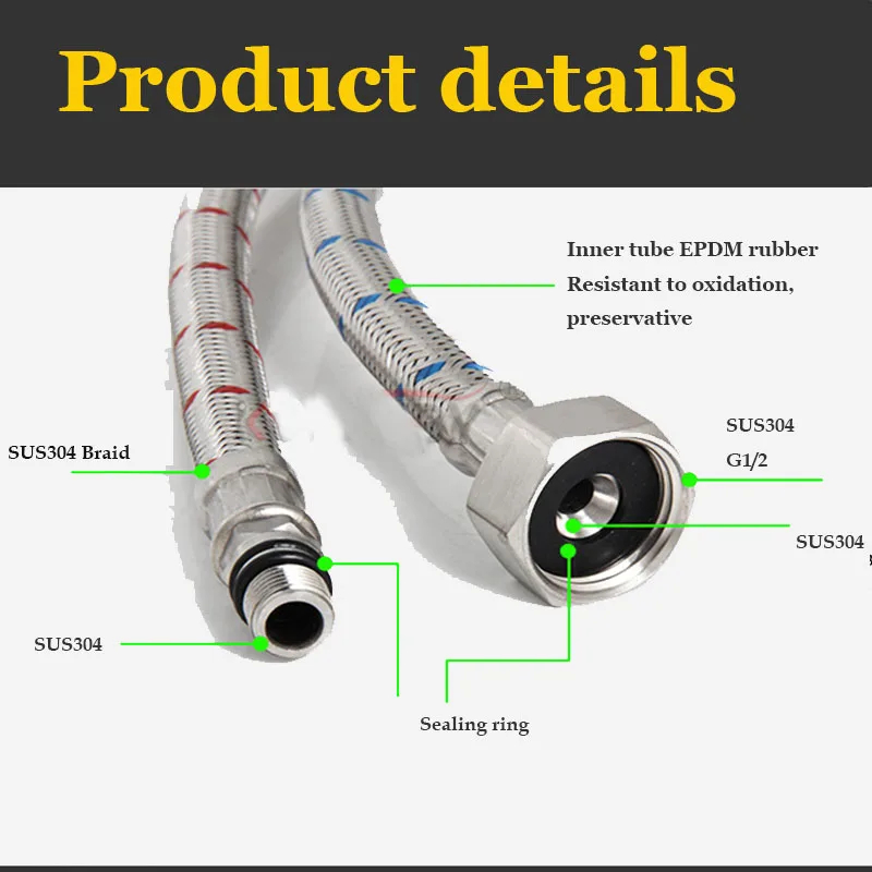 2 Pack 60cm Stainless Steel Ho - Flexible Hose Braided recensie en prijs
