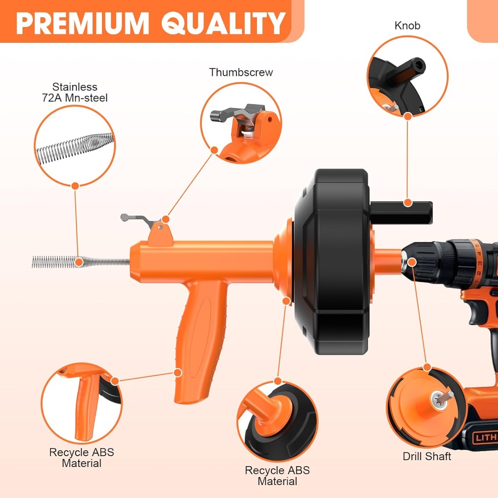 25ft Drain Snake with Drill At - Drain Snake Flexible recensie en prijs