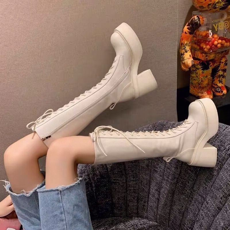 White  Boots Thick Bottom High - Pipe Bending Spring recensie en prijs