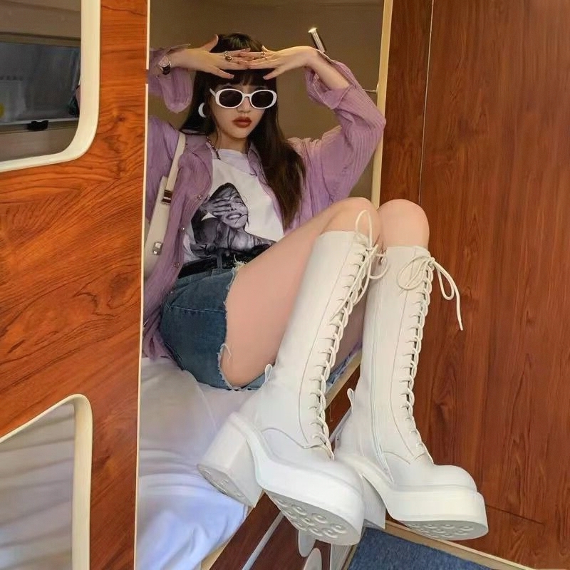 White  Boots Thick Bottom High - Pipe Bending Spring recensie en prijs